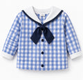 Blue Check Sailor Top